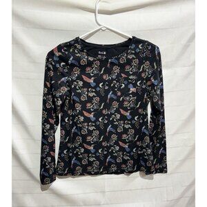 Era & Me Women's Blouse Shirt Humingbirds Flowers Size XS Workwear